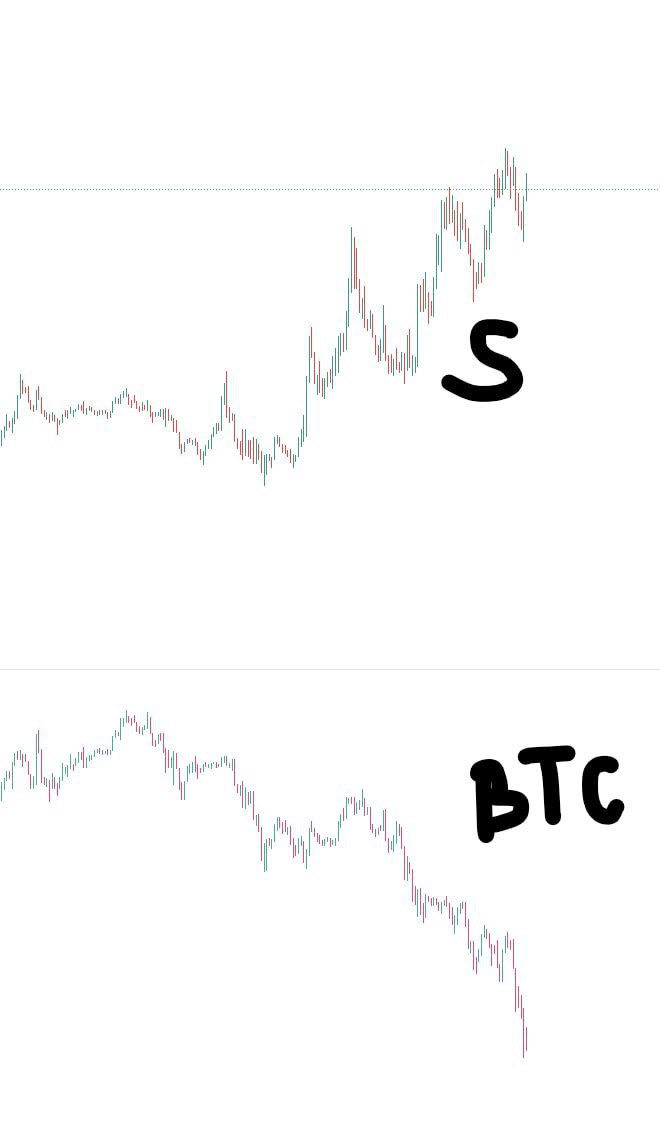 S растёт, BTC падает — что происходит?