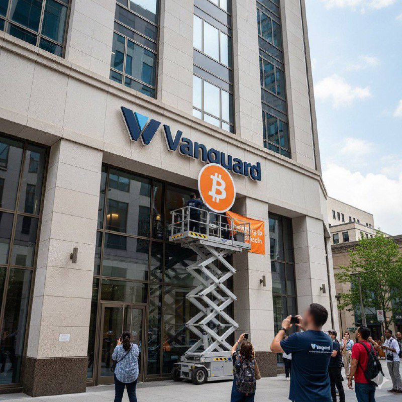 Vanguard устанавливает логотип Биткоина над входом офиса — признак интереса к криптовалютам
