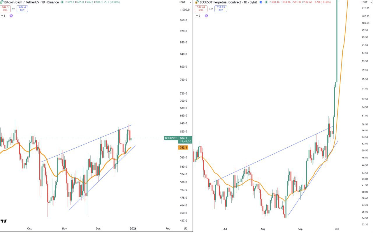 BCH & ZEC — сентябрь: клинья и прорывы